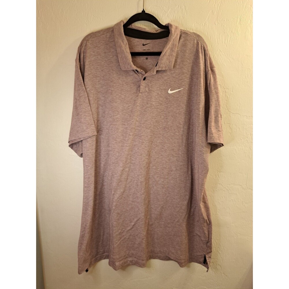 Nike Dri-FIT Heathered Mauve Polo Men 3XL SS Athleisure Golf Outdoors Work Coach